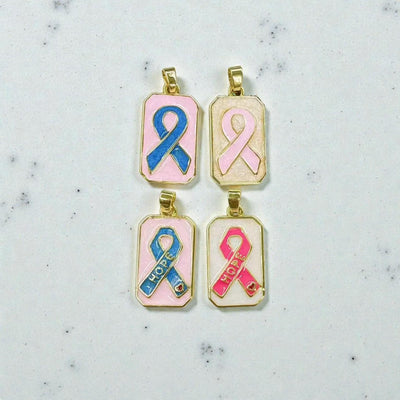 Gold Awareness Ribbon Ring | Pink & Blue Hope Adjustable Ring | Meaningful Support Jewelry