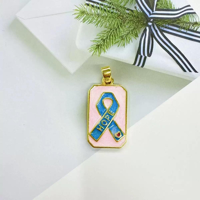 Gold Awareness Ribbon Ring | Pink & Blue Hope Adjustable Ring | Meaningful Support Jewelry