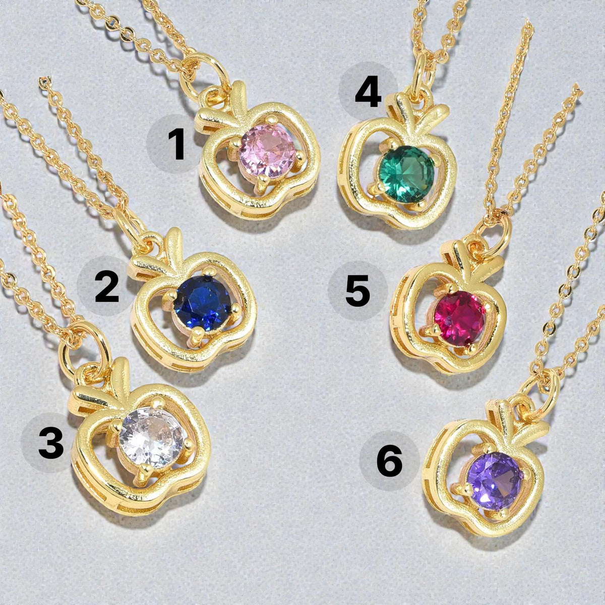 Sparkling Apple Charm Necklace 18K Gold Plated