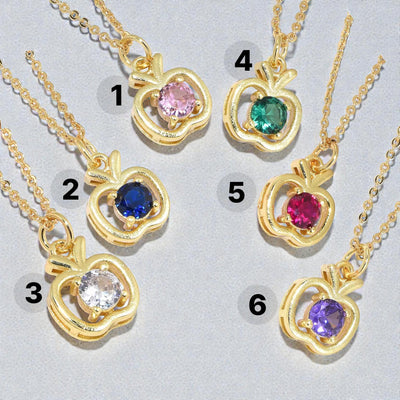Sparkling Apple Charm Necklace 18K Gold Plated