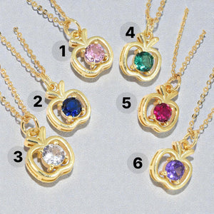 Sparkling Apple Charm Necklace 18K Gold Plated