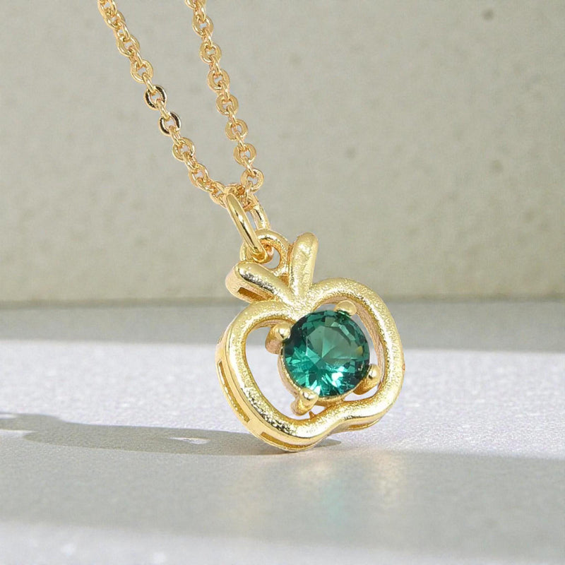 Sparkling Apple Charm Necklace 18K Gold Plated