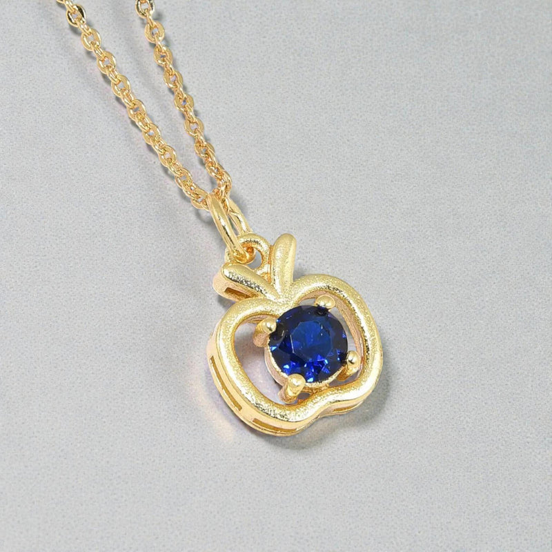 Sparkling Apple Charm Necklace 18K Gold Plated