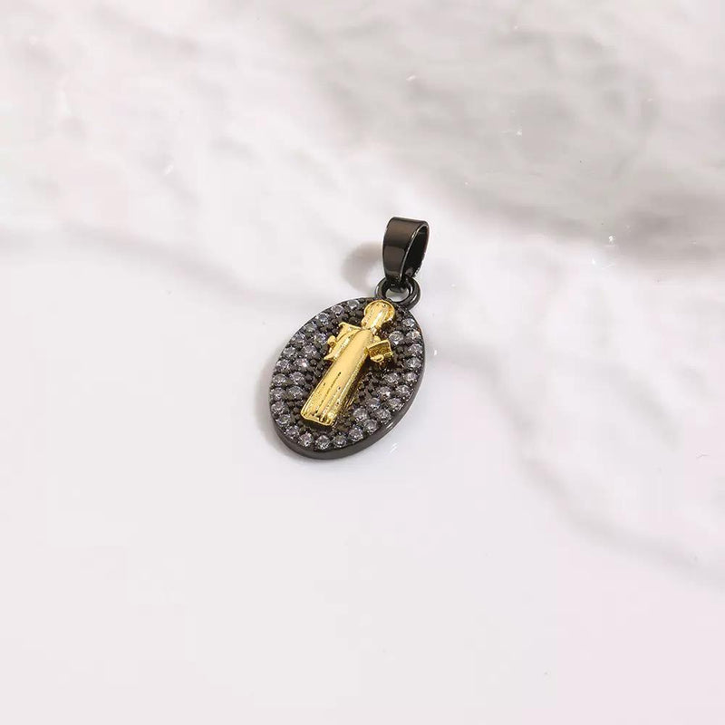 Gold & Pavé Faith Medallion Pendants 18k Gold Plated