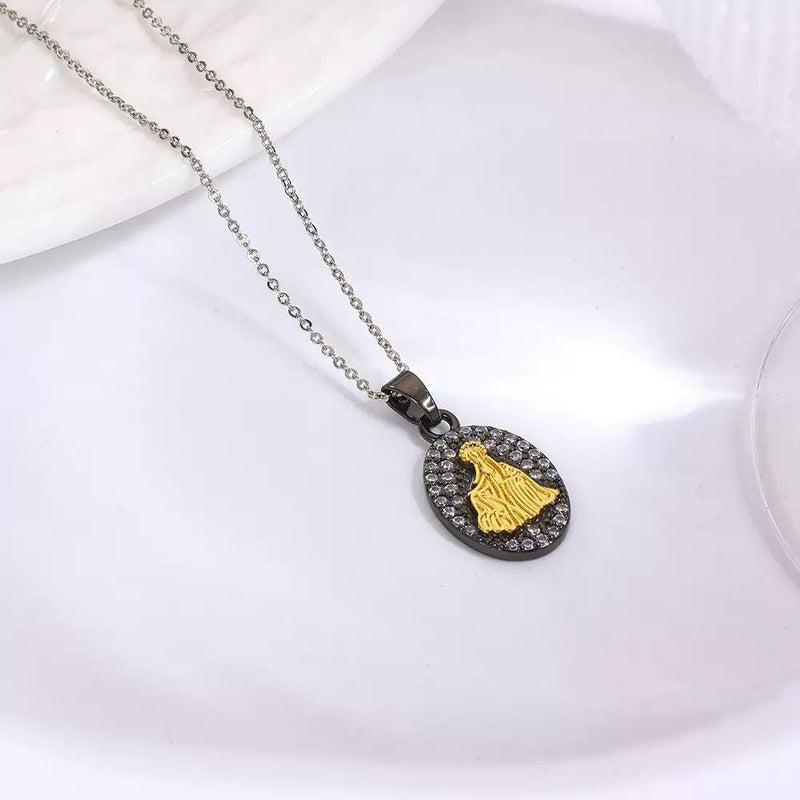 Gold & Pavé Faith Medallion Pendants 18k Gold Plated