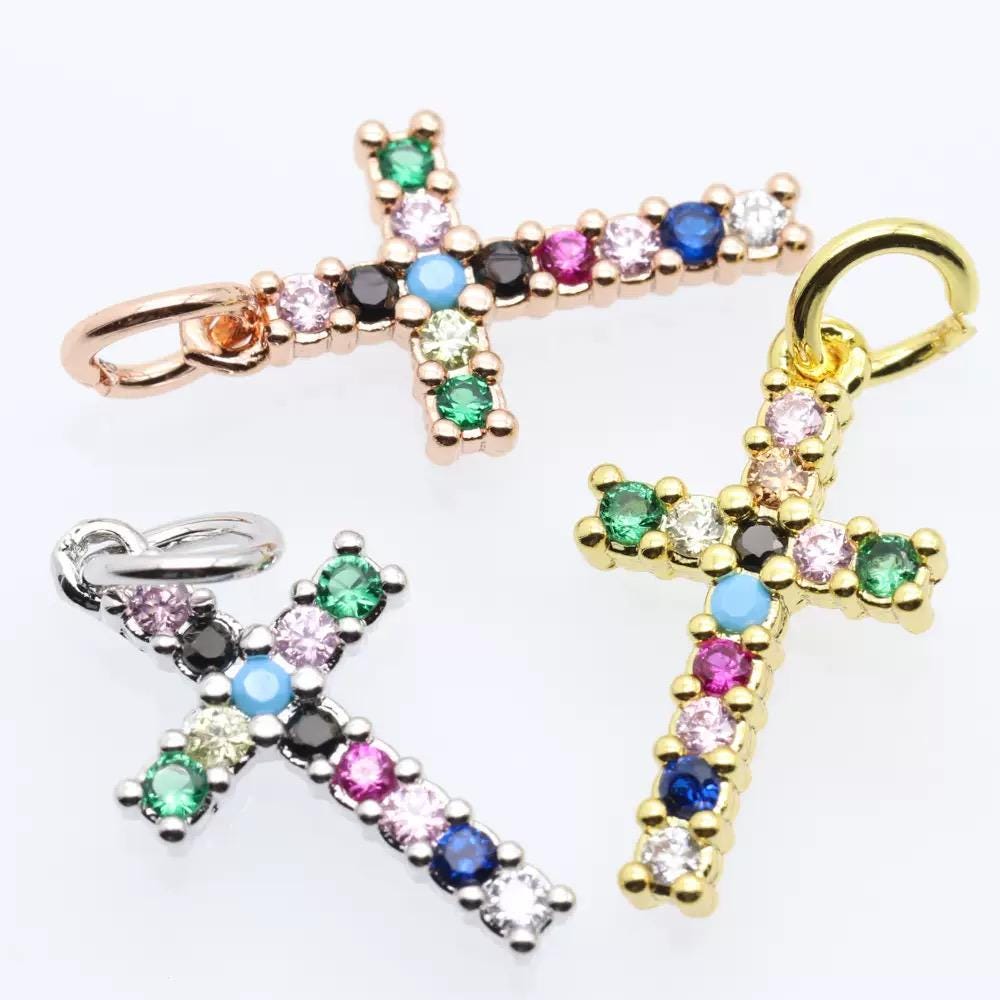 Luxury Micro Pave Cross Pendant  Gold, Silver & Rose Gold Zircon Charm