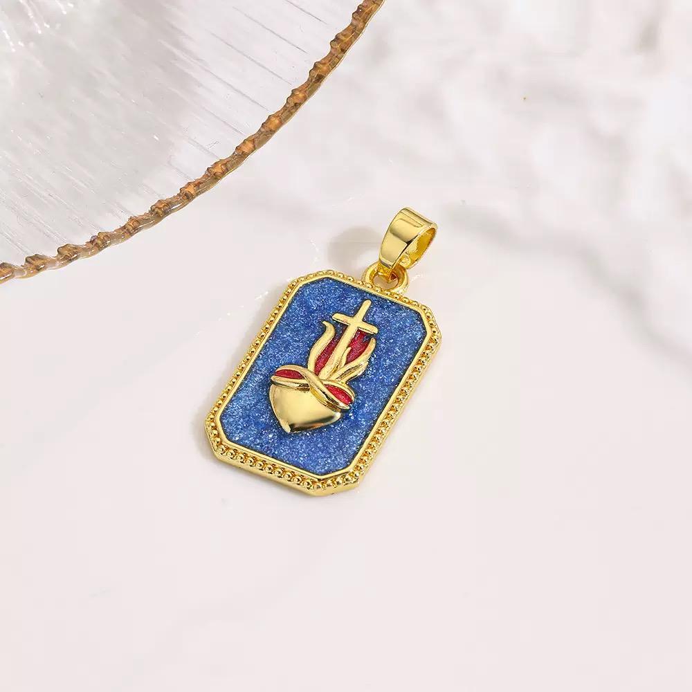 18K Gold Plated Enamel Symbol Pendant Necklace | Colorful Charm Jewelry