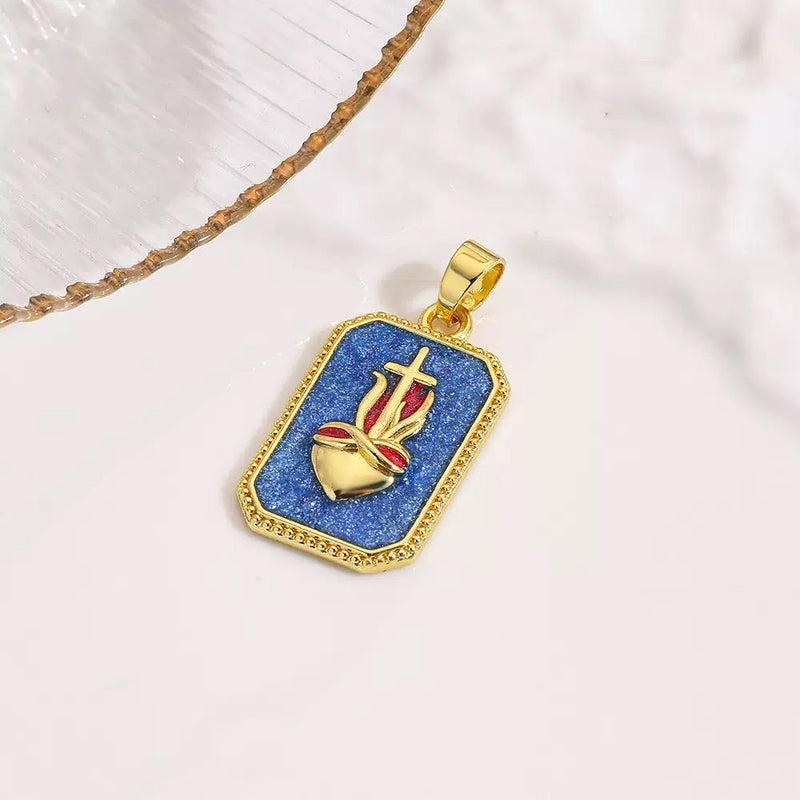 18K Gold Plated Enamel Symbol Pendant Necklace | Colorful Charm Jewelry