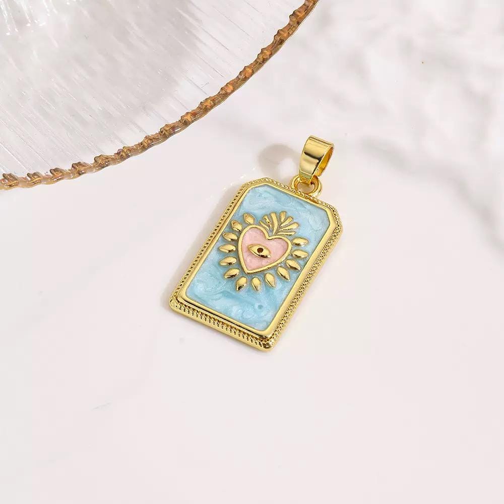 18K Gold Plated Enamel Symbol Pendant Necklace | Colorful Charm Jewelry