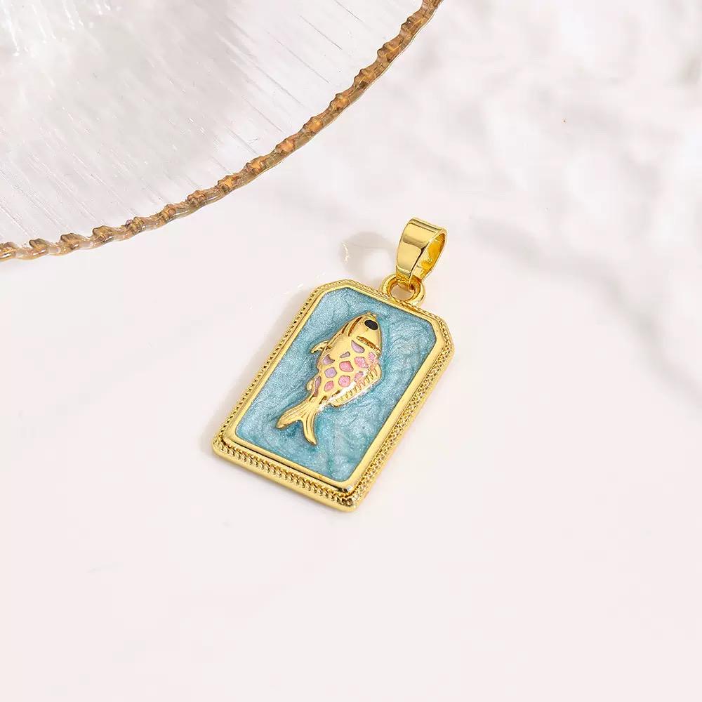 18K Gold Plated Enamel Symbol Pendant Necklace | Colorful Charm Jewelry