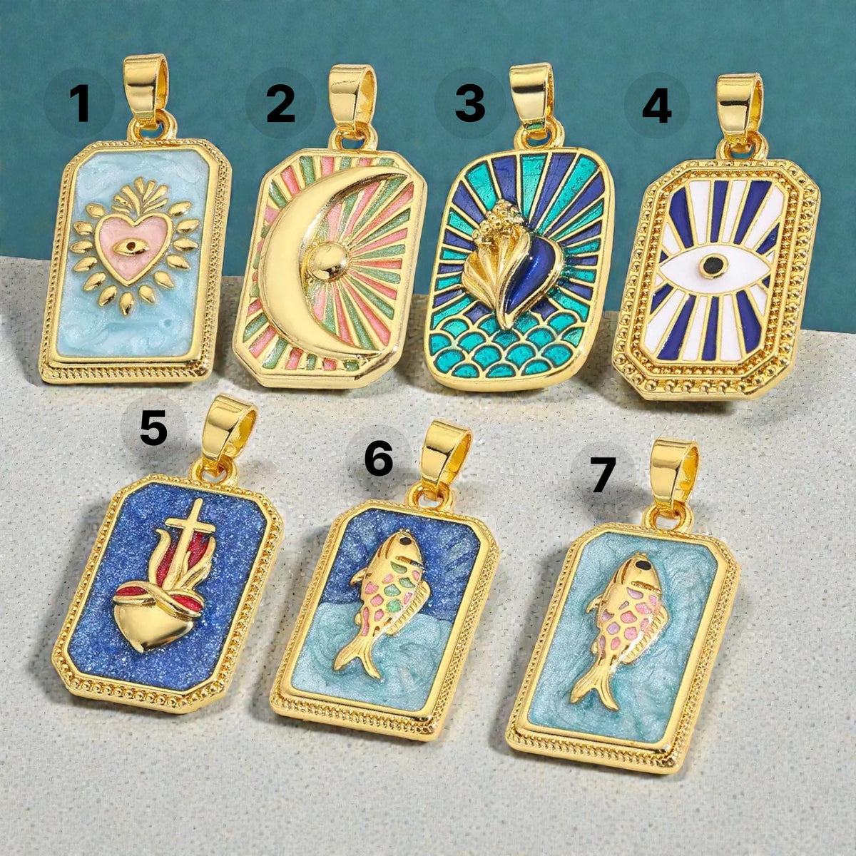 18K Gold Plated Enamel Symbol Pendant Necklace | Colorful Charm Jewelry