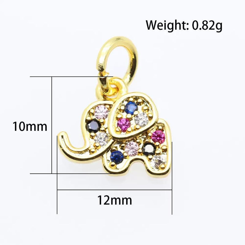 Gold Plated Elephant Charm | Colorful Crystal DIY Add-On Jewelry Charm