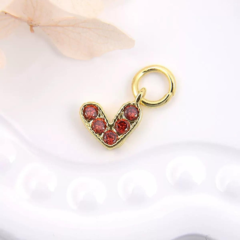 18K Gold Plated Heart Charms | Colorful Zircon DIY Jewelry Charms