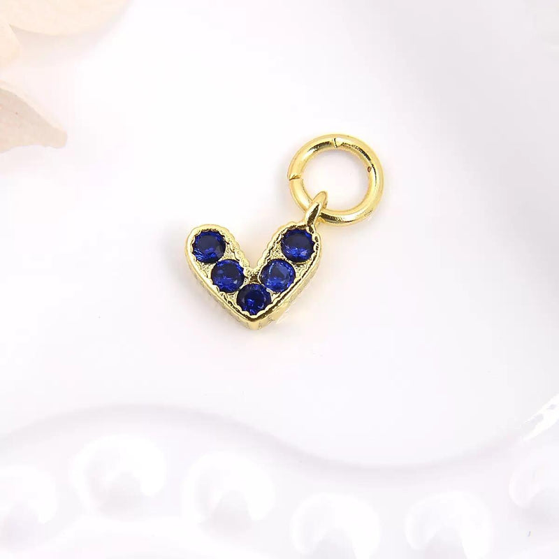 18K Gold Plated Heart Charms | Colorful Zircon DIY Jewelry Charms