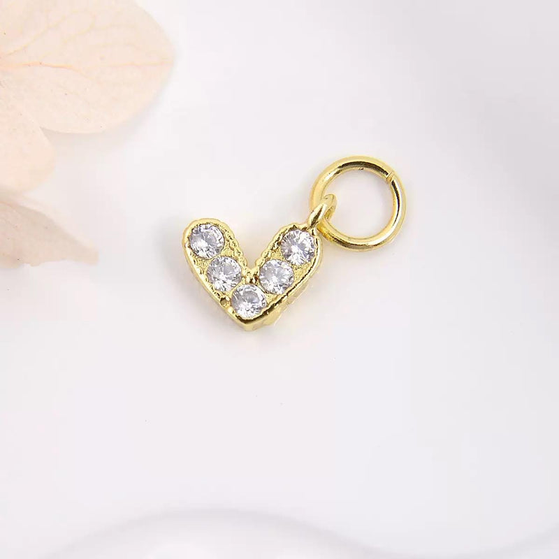 18K Gold Plated Heart Charms | Colorful Zircon DIY Jewelry Charms