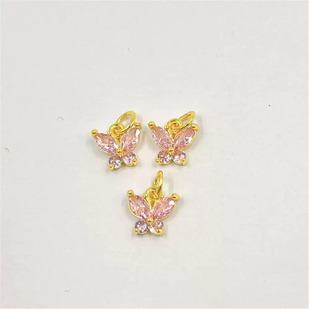 18K Gold Plated Butterfly Charms | Colorful Zircon Butterfly Pendant
