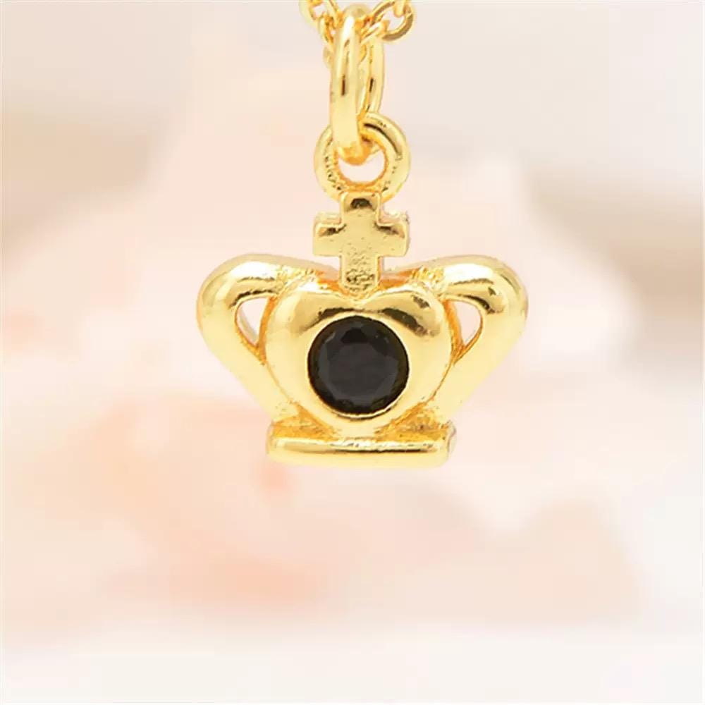 18K Gold Plated Crown Charms | Colorful Zircon Crown Pendant