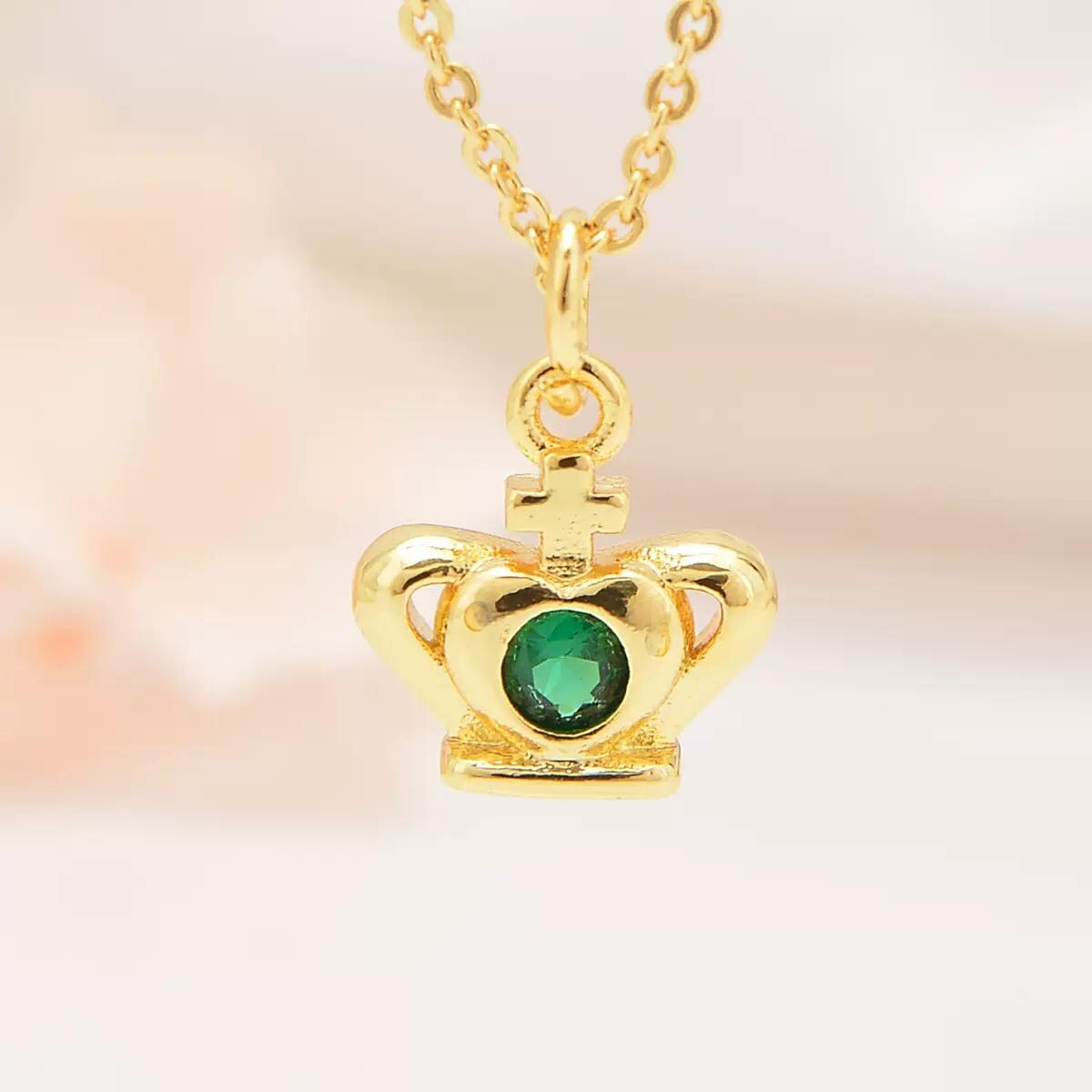 18K Gold Plated Crown Charms | Colorful Zircon Crown Pendant