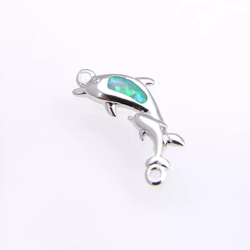 Opal Dolphin Charm Pendant | Ocean Dolphin Jewelry Charm