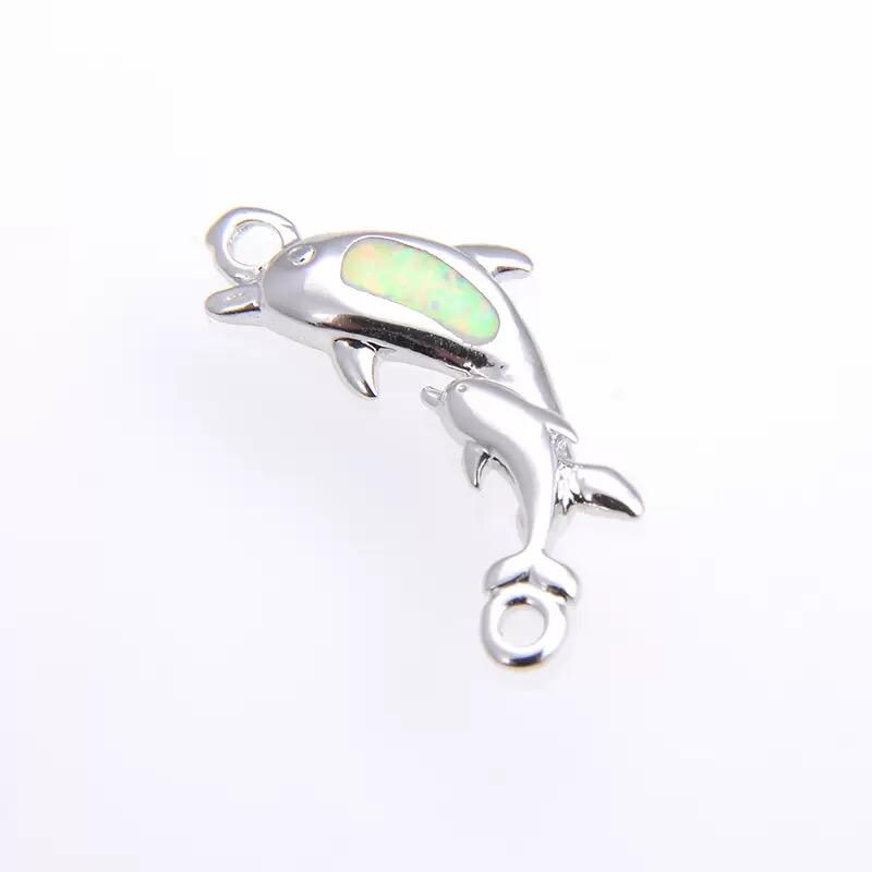 Opal Dolphin Charm Pendant | Ocean Dolphin Jewelry Charm