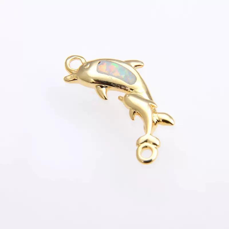 Opal Dolphin Charm Pendant | Ocean Dolphin Jewelry Charm