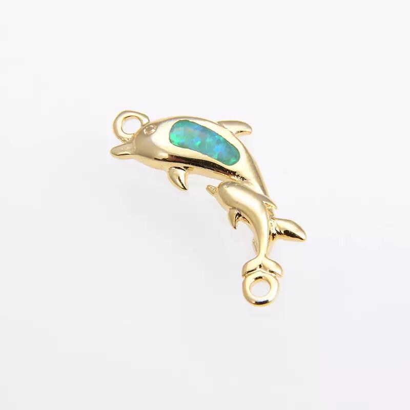 Opal Dolphin Charm Pendant | Ocean Dolphin Jewelry Charm