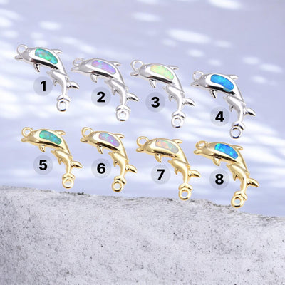 Opal Dolphin Charm Pendant | Ocean Dolphin Jewelry Charm