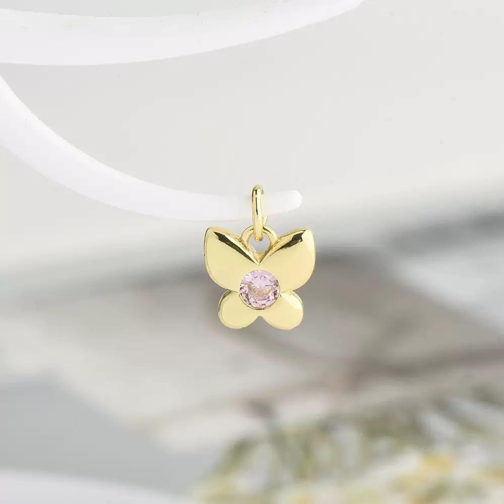 18K Gold Butterfly Charm Pendant | Dainty  Butterfly Jewelry Charm