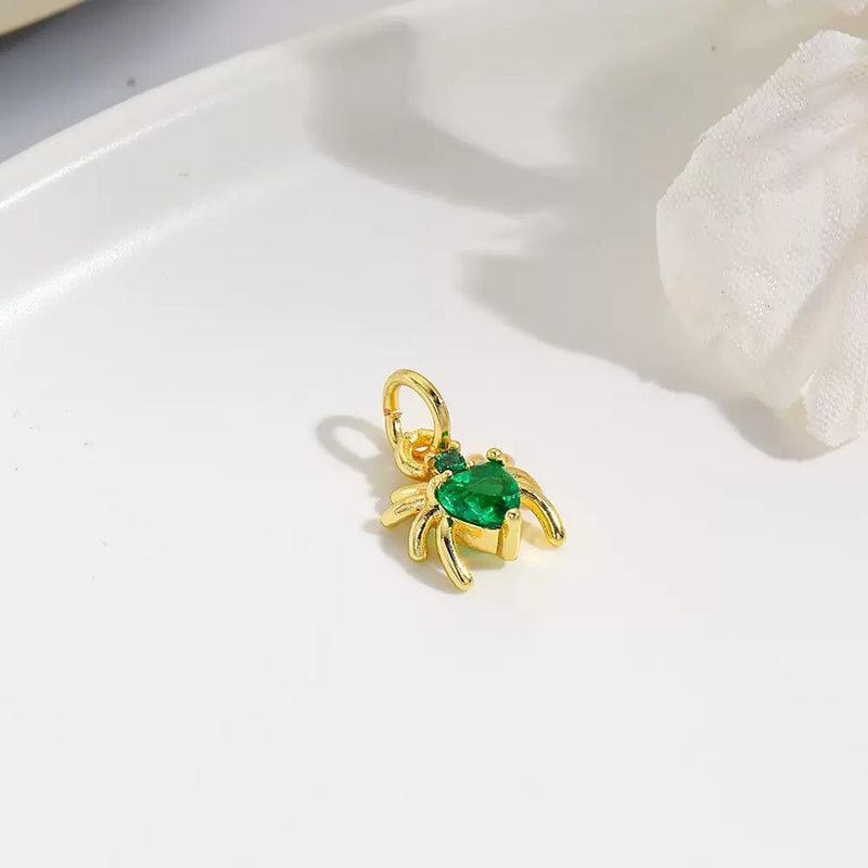 18K Gold Spider Charm Pendant | CZ Spider Jewelry Charm for DIY Necklaces