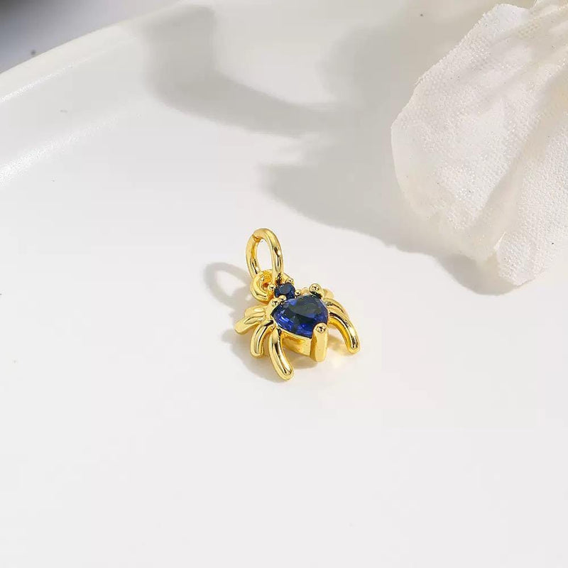 18K Gold Spider Charm Pendant | CZ Spider Jewelry Charm for DIY Necklaces