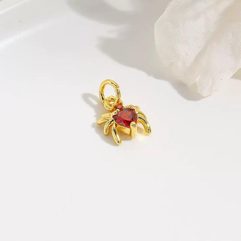 18K Gold Spider Charm Pendant | CZ Spider Jewelry Charm for DIY Necklaces