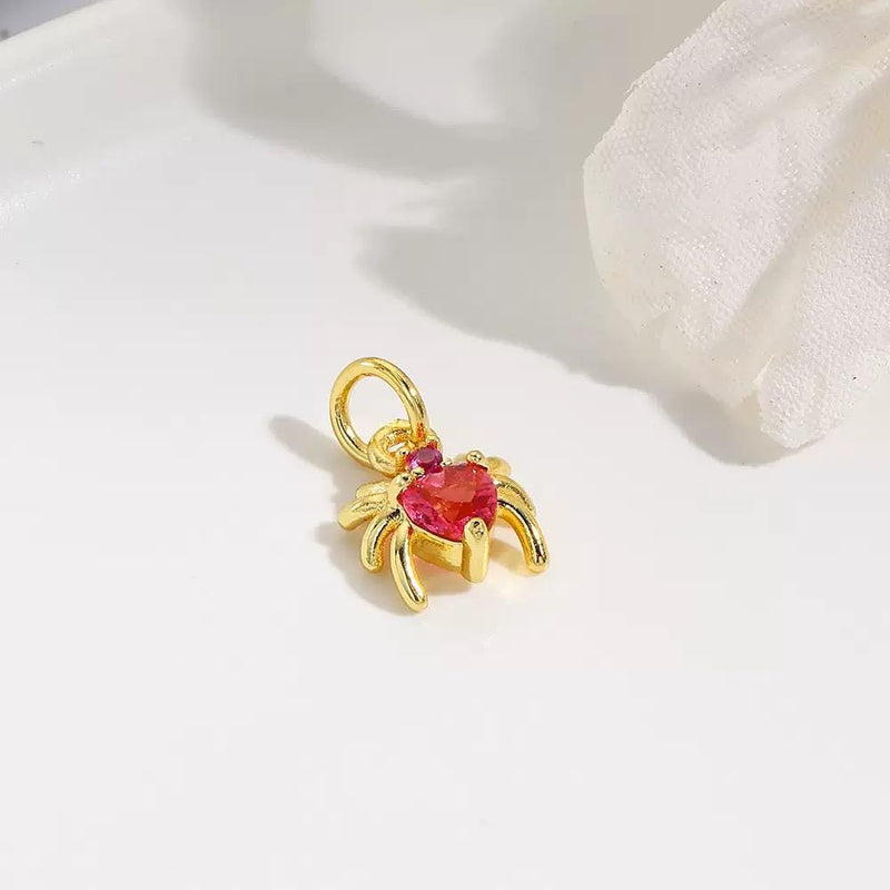 18K Gold Spider Charm Pendant | CZ Spider Jewelry Charm for DIY Necklaces