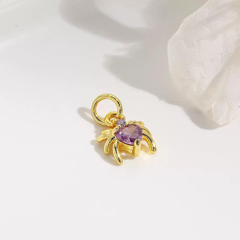 18K Gold Spider Charm Pendant | CZ Spider Jewelry Charm for DIY Necklaces