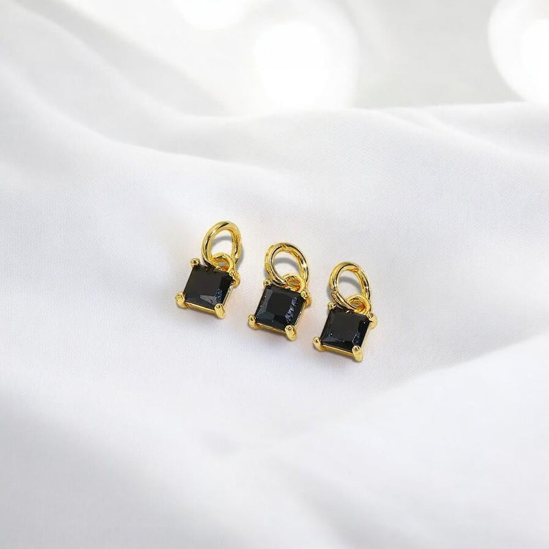 18K Gold Square CZ Charm Pendant | Colorful Crystal Charms for Necklaces & DIY Jewelry