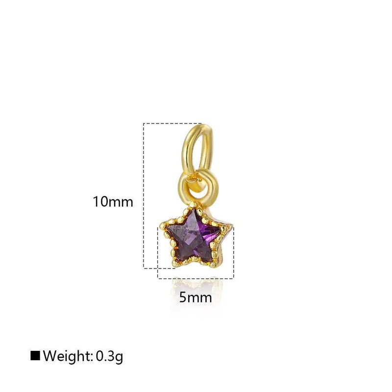 18K Gold Star CZ Charms | Mini Crystal Star Pendants for Necklaces & DIY Jewelry