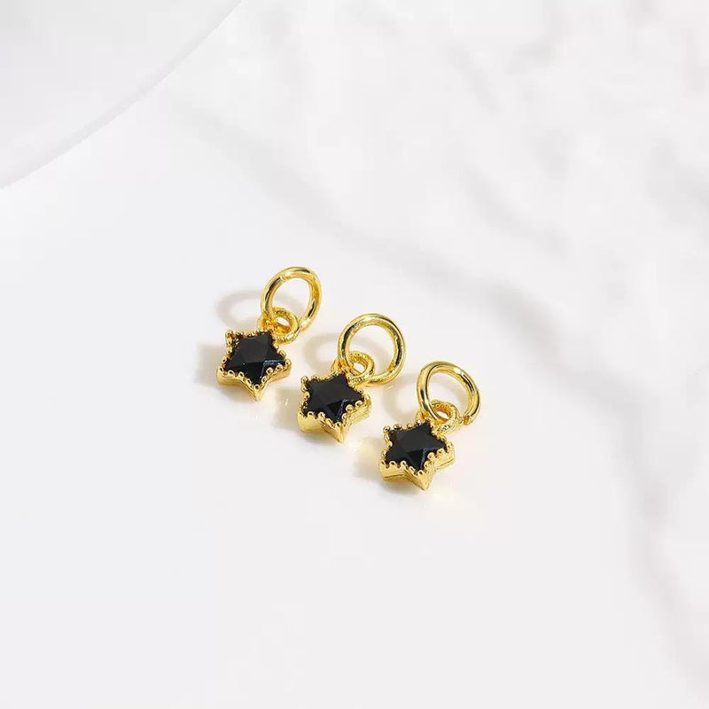 18K Gold Star CZ Charms | Mini Crystal Star Pendants for Necklaces & DIY Jewelry