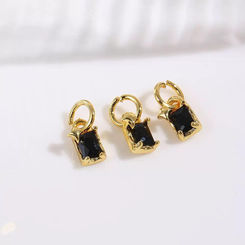 18K Gold CZ Rectangle Charms | Mini Crystal Bar Pendants for Necklaces & DIY Jewelry