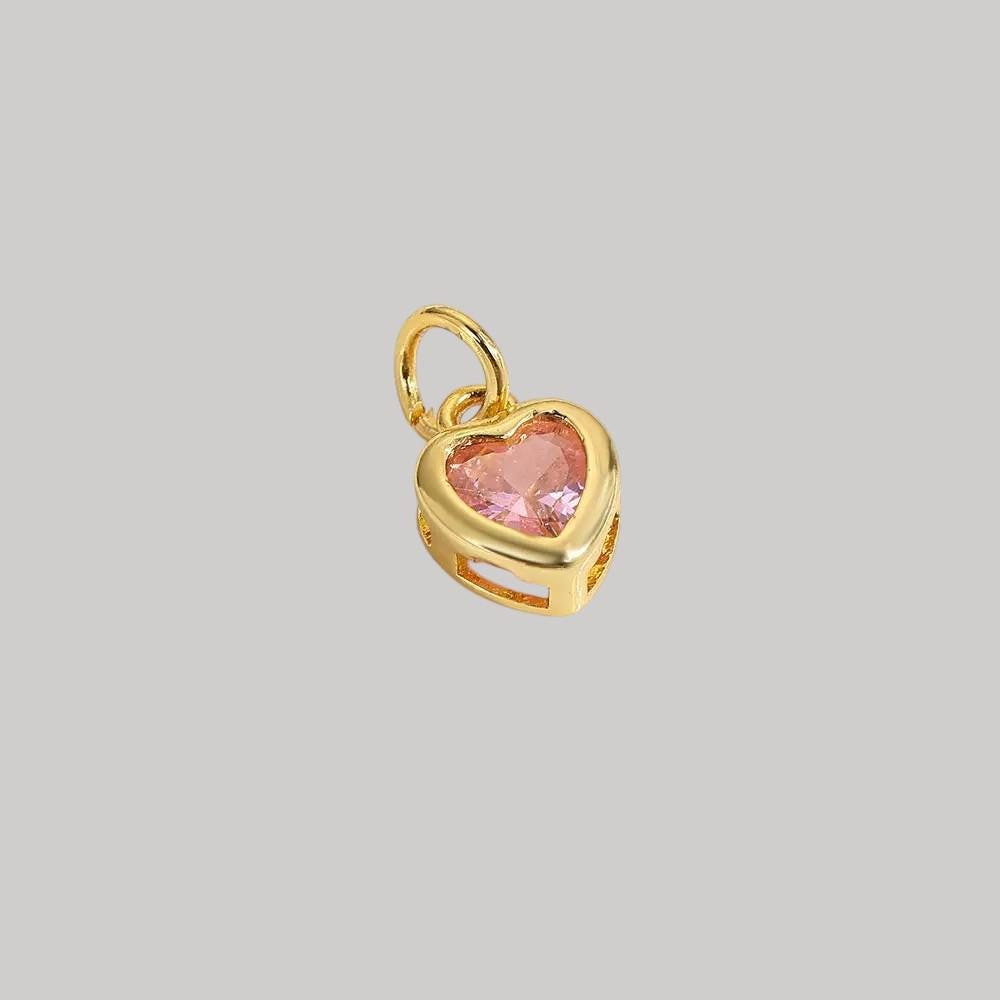 18K Gold Heart CZ Charms | Mini Love Pendant for Necklaces, Bracelets & DIY Jewelry