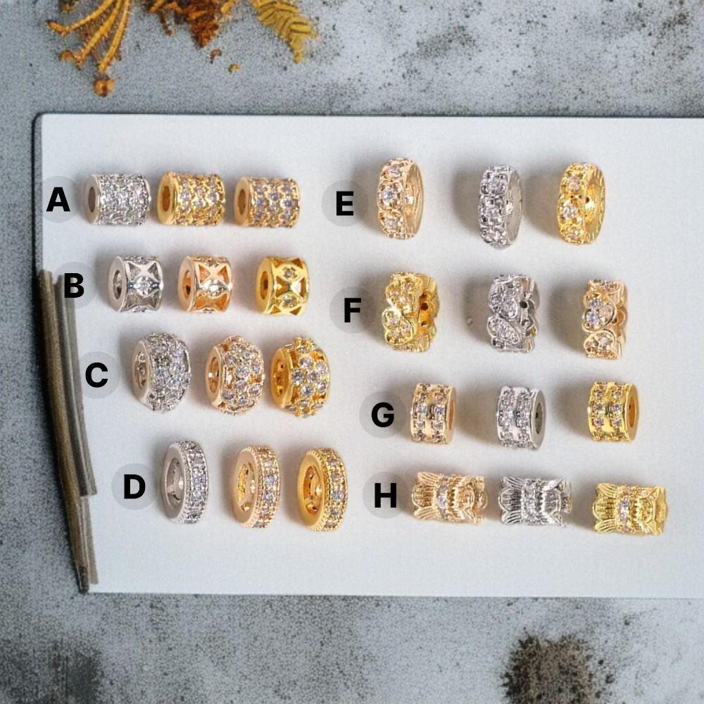 Pavé CZ Spacer Beads | Gold & Silver Barrel Charms | Pandora Style Beads | Rhinestone Spacer | DIY Jewelry Supply