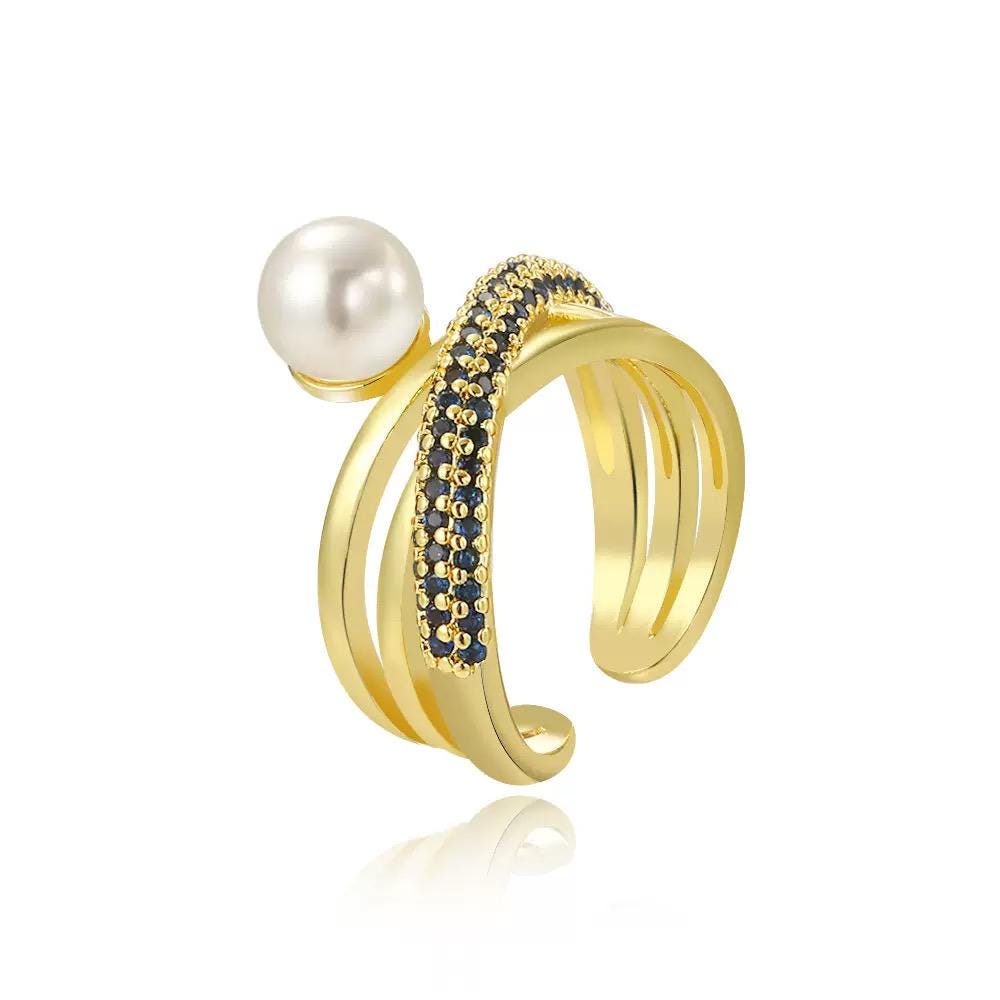 Gold Plated Adjustable Rings  High Fashion Crystal Statement Rings  Trendy Open Band Jewelry