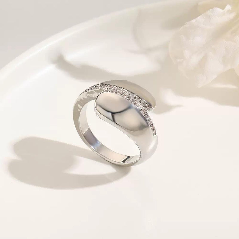 Gold Plated Adjustable Rings  High Fashion Crystal Statement Rings  Trendy Open Band Jewelry