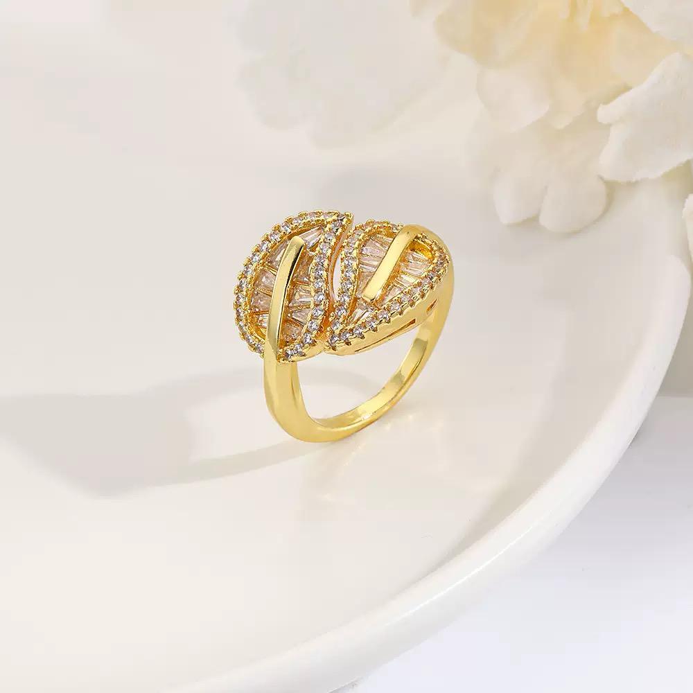Gold Plated Adjustable Rings  High Fashion Crystal Statement Rings  Trendy Open Band Jewelry