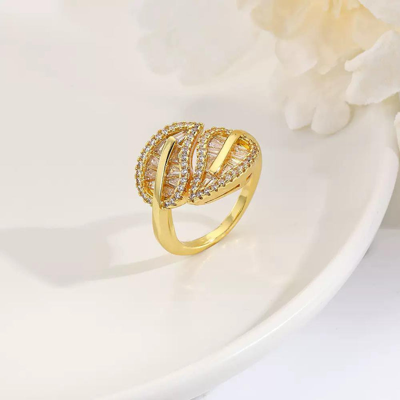 Gold Plated Adjustable Rings  High Fashion Crystal Statement Rings  Trendy Open Band Jewelry
