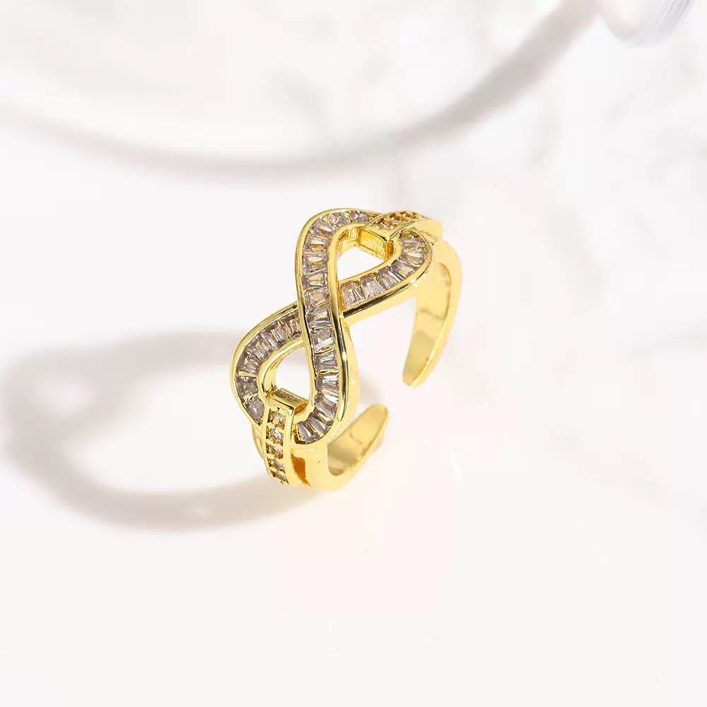 Gold Plated Adjustable Rings  High Fashion Crystal Statement Rings  Trendy Open Band Jewelry