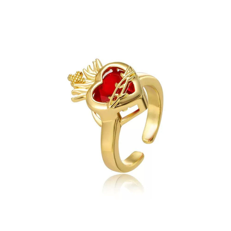 Sacred Heart Crown Charm  Gold Plated DIY Ring, Pendant & Earrings