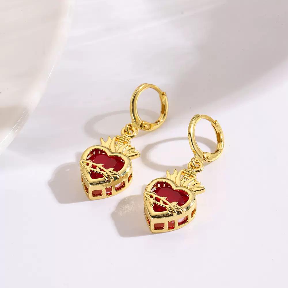 Sacred Heart Crown Charm  Gold Plated DIY Ring, Pendant & Earrings