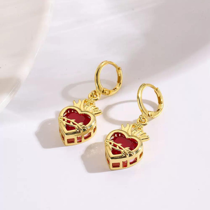 Sacred Heart Crown Charm  Gold Plated DIY Ring, Pendant & Earrings