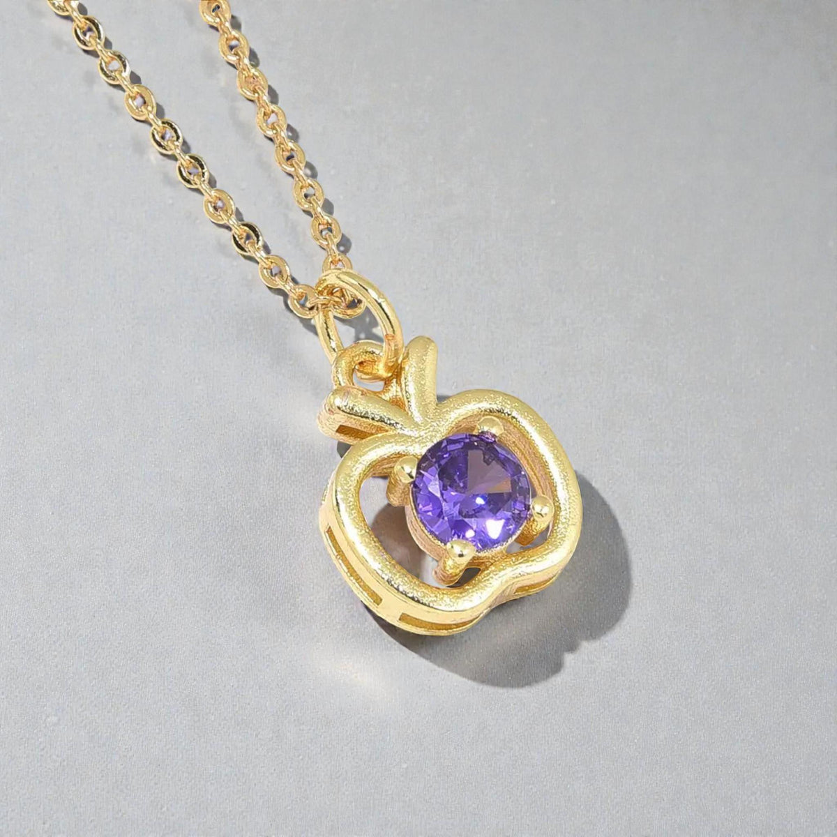 Sparkling Apple Charm Necklace 18K Gold Plated