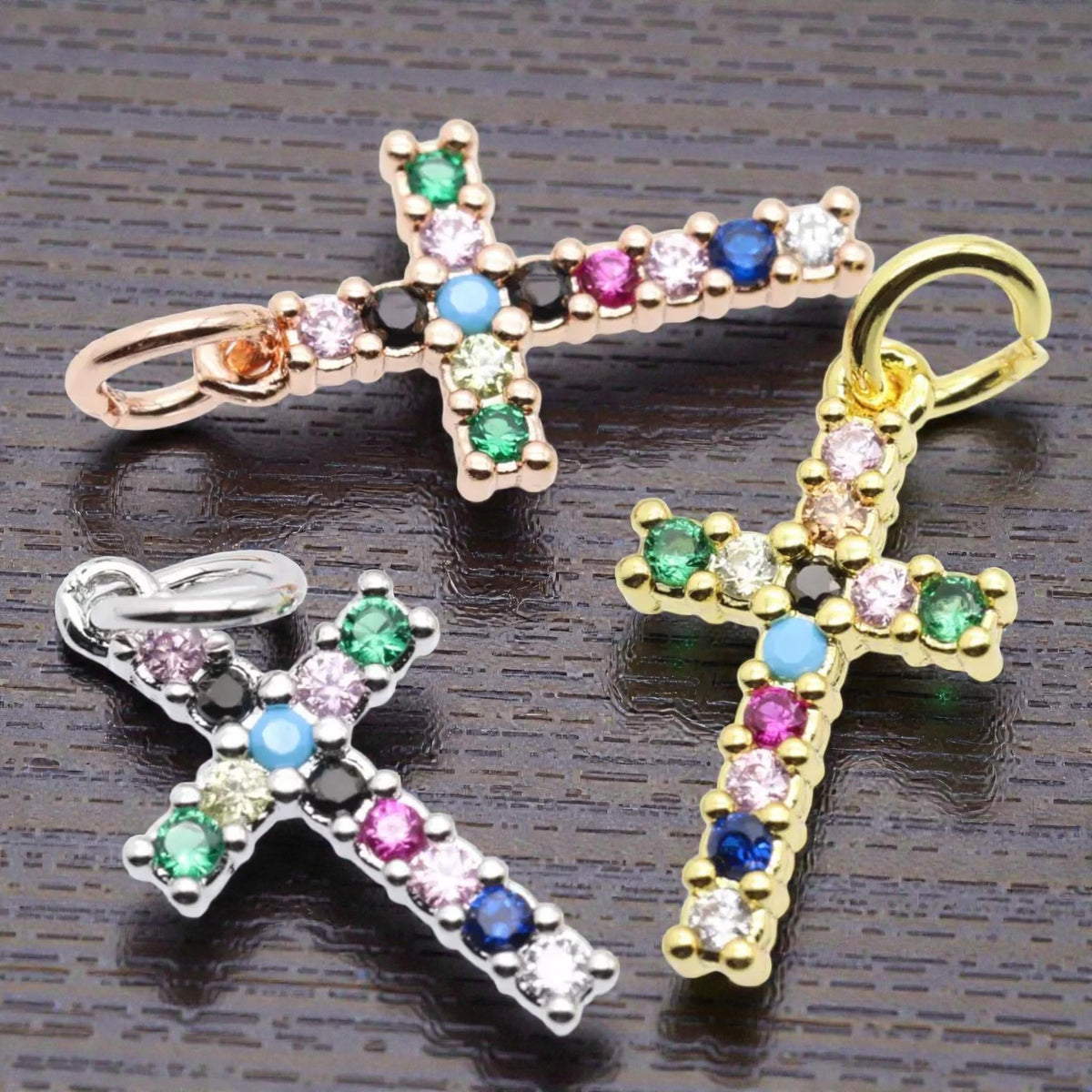 Luxury Micro Pave Cross Pendant  Gold, Silver & Rose Gold Zircon Charm