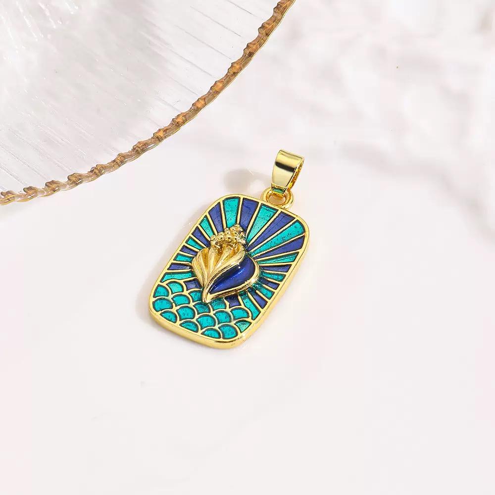 18K Gold Plated Enamel Symbol Pendant Necklace | Colorful Charm Jewelry